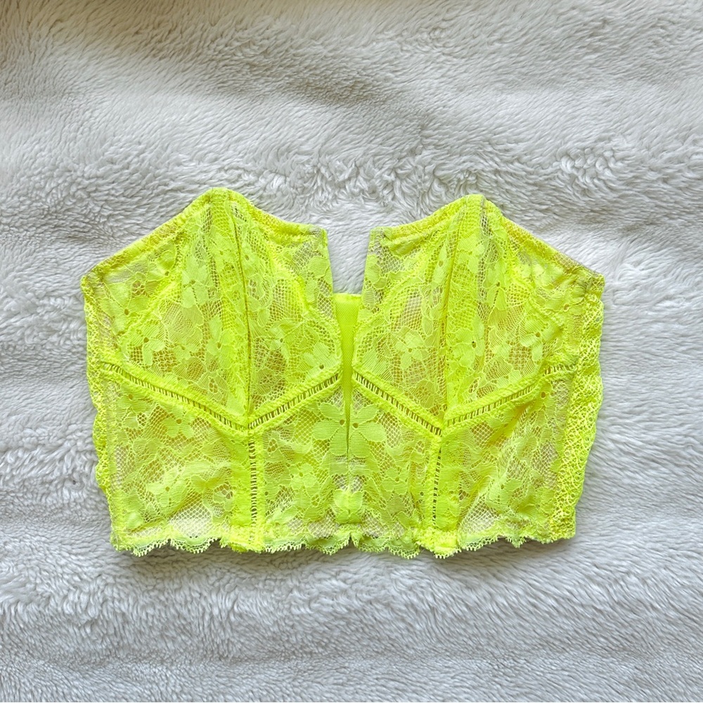 Victoria's Secret Neon Yellow Green Cropped Bustier Camisole